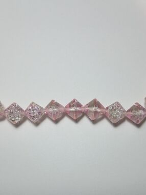 3/$15 10mm Glass Bicone Beads Translucent Strawberry Cream 16" Strand 9132GB